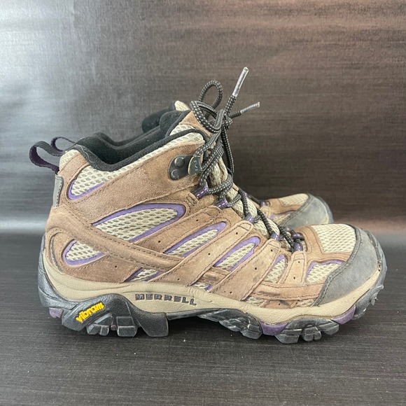 Merrell Shoes - Merrell Moab 2 Vent Womens 8.5 Brown Purple Suede Mid Top Hiking Trail Boots